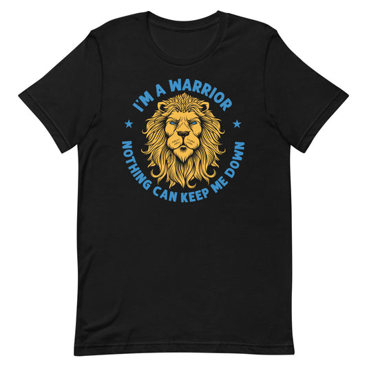 I'm a Warrior Nothing Can Keep Me Down Lion Tee - Blue